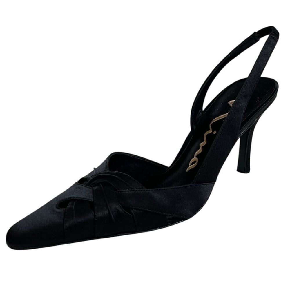 Nina | Shane - LS Black Luster, Size 8M Slingback Heels